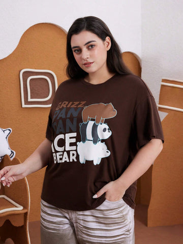 We Bare Bears Graphic Printed Oversized T-Shirt