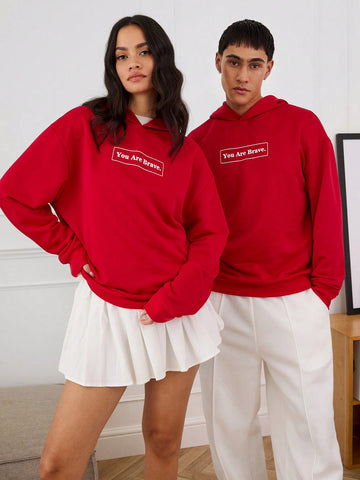 Manfinity INSISELF Unisex Letter Graphic Printed Knit Hoodie