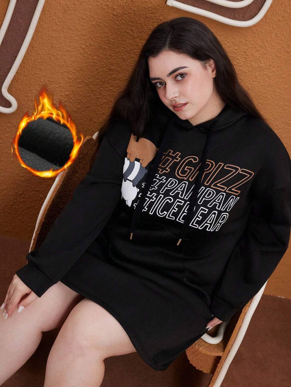 Classy Black We Bare Bears Graphic Printed Oversized T-Shirt