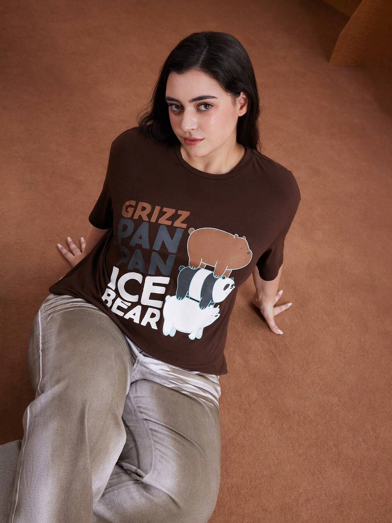 We Bare Bears Graphic Printed Oversized T-Shirt