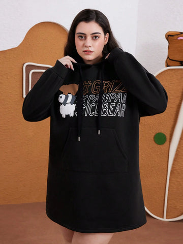 Classy Black We Bare Bears Graphic Printed Oversized T-Shirt