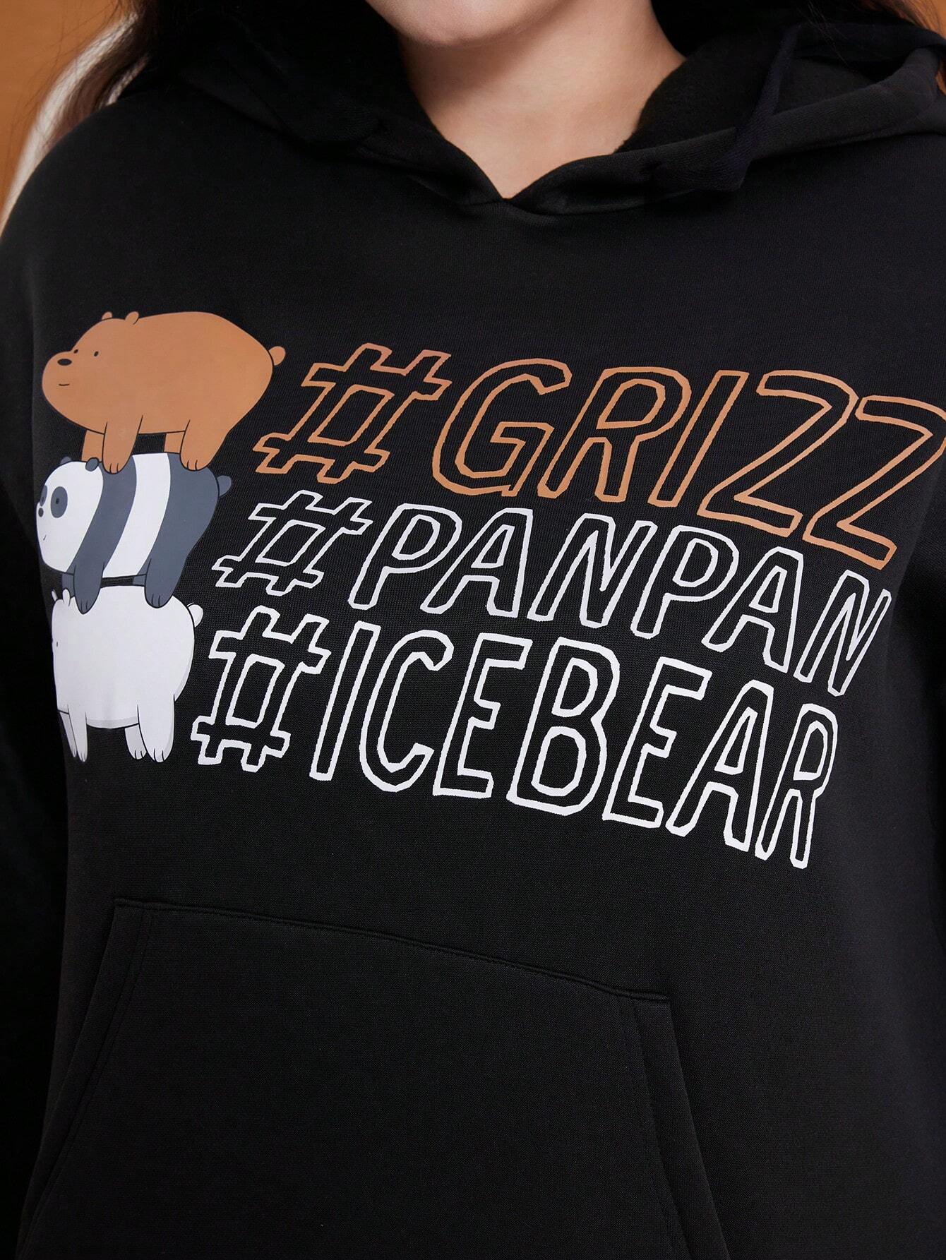 Classy Black We Bare Bears Graphic Printed Oversized T-Shirt